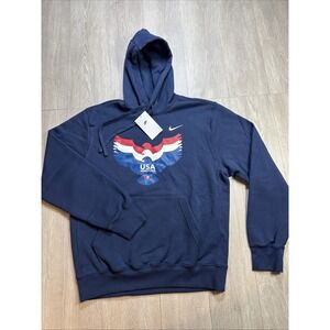 Nike USA Wrestling Hoodie Fleece‎ Blue Pullover Men's Small Sweatshirt Athletic